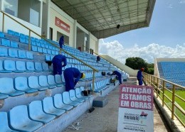 Obras que estão sendo realizadas, pelo Governo do Estado, no estádio Frei Epifânio D’Abadia
