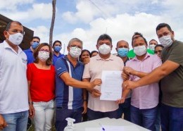 Ato de assinatura da Ordem de Serviço para início da obra de revitalização e urbanização do Porto da Jussara, na Raposa