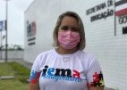 A gestora Antonelle feliz com a nova unidade do IEMA na cidade (Foto: Mauricio Albino)